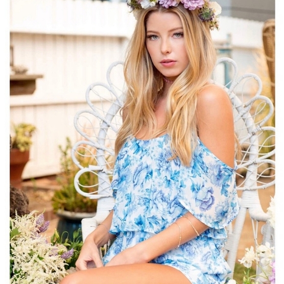 Floral Off Shoulder Ruffle Dress Romper SMYM - Picture 1 of 12